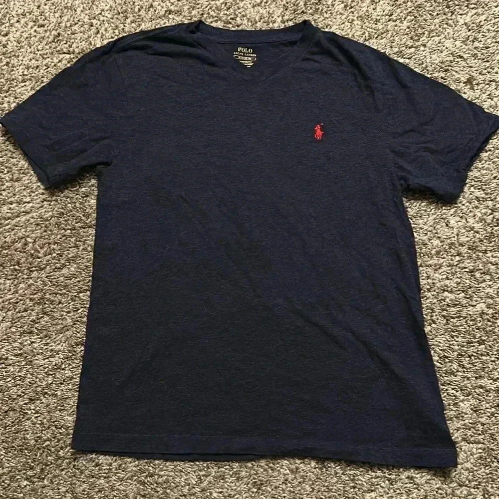 EUC Boys Polo Ralph Lauren V-Neck T-shirt, Navy, Size M (10-12)